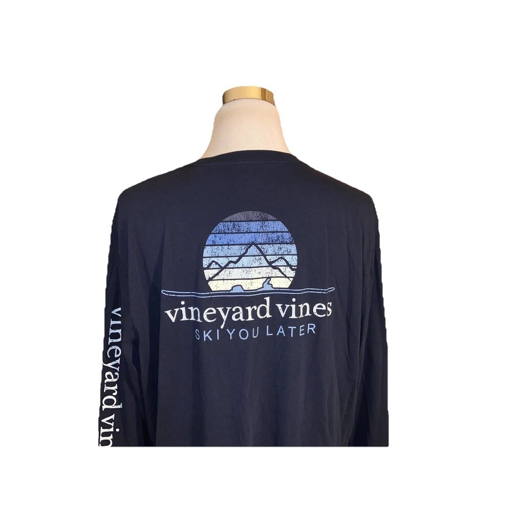 Vineyard Vines Long Sleeve T-Shirt Men’s Size 2XL Navy Blue Golf Casual Top